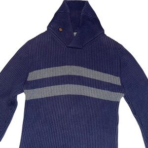 Eddie Bauer Blue and Gray Turtleneck Sweater Size S 100% Cotton